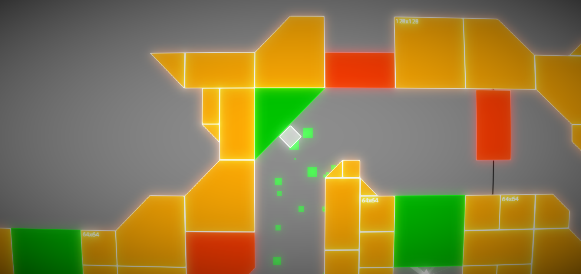 Gravix level featuring green and orange gameplay zones